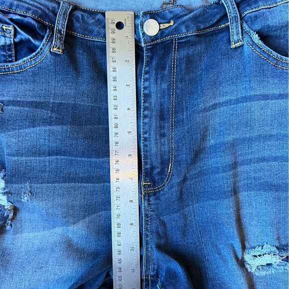 Judy Blue Mariah Distressed Serape Patch Skinny Fit Denim Jeans - Picture 9 of 13